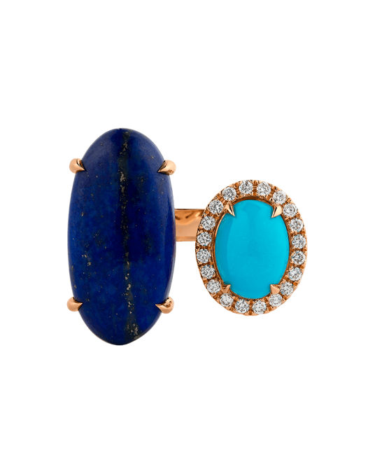 Picture of Tropica Colors Pırlantalı Lapis Lazuli Turkuazlı Yüzük