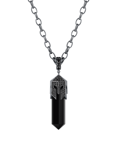 Molu Siyah Pırlantalı Gümüş Kolye