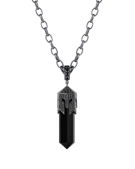 Molu Siyah Pırlantalı Gümüş Kolye