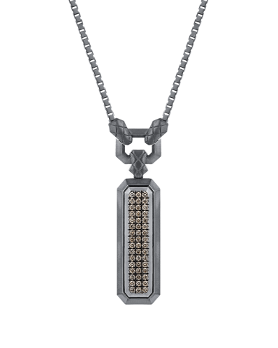 Molu Kahve Pırlantalı Gümüş Kolye