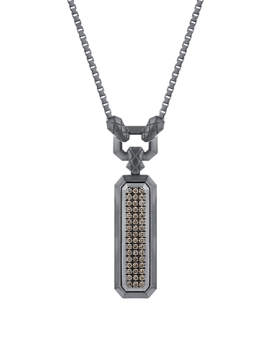 Molu Kahve Pırlantalı Gümüş Kolye