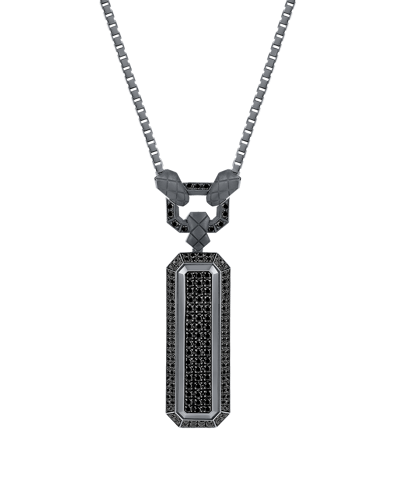 Molu Siyah Pırlantalı Gümüş Kolye