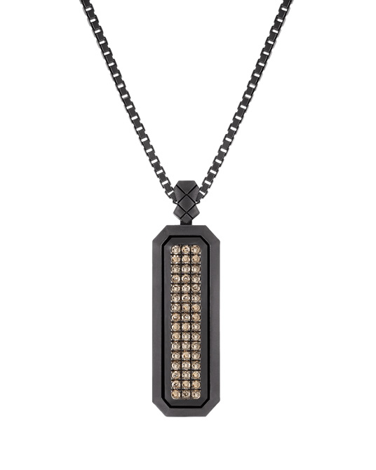 Molu Kahve Pırlantalı Gümüş Kolye