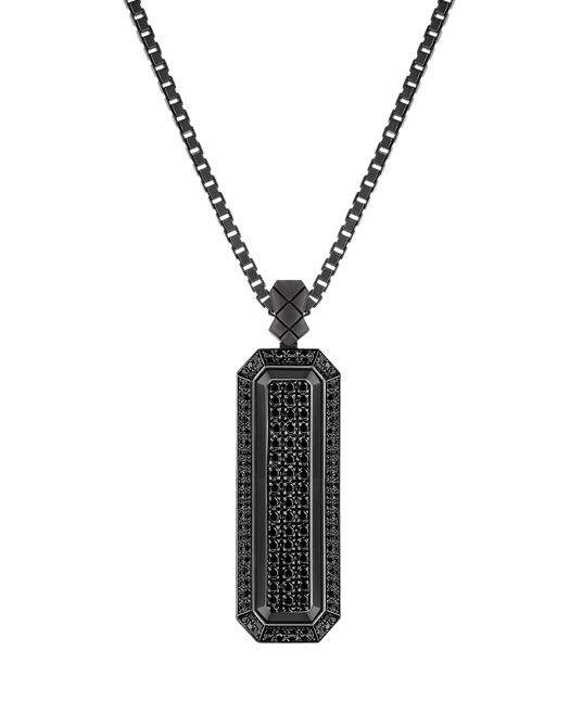 Molu Siyah Pırlantalı Gümüş Kolye