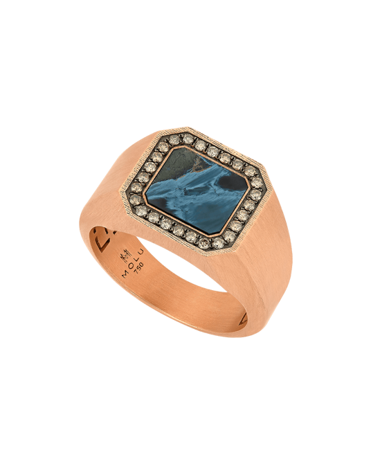 Molu Kahve Pırlantalı Pietersite Taşlı Yüzük