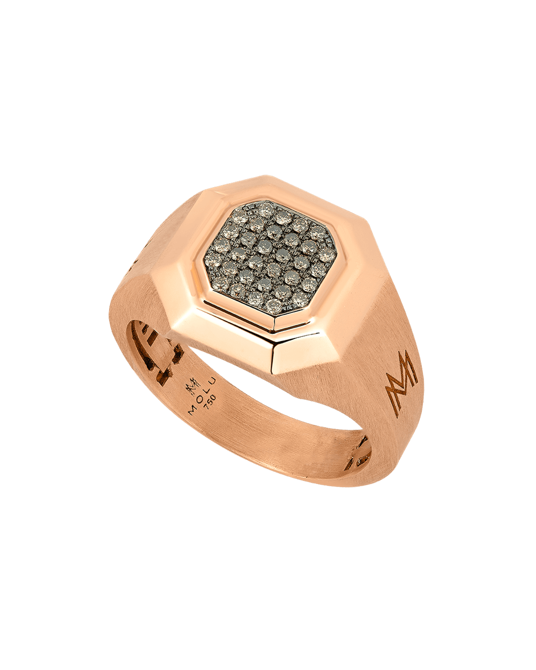 Molu Kahve Pırlantalı Sekizgen Yüzük