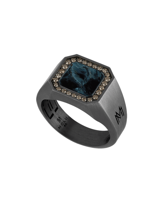 Molu Kahve Pırlantalı Pietersite Taşlı Gümüş Yüzük