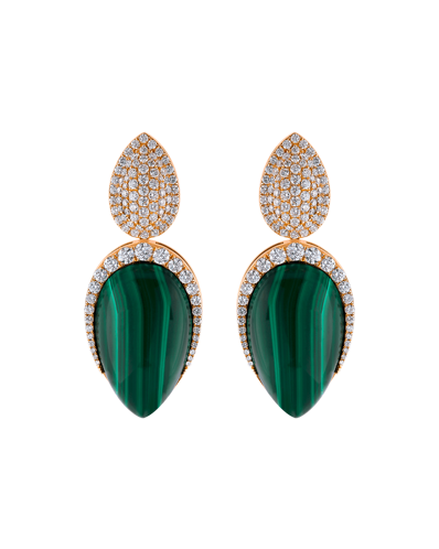 Tropica Colors Pırlantalı Malahitli Küpe