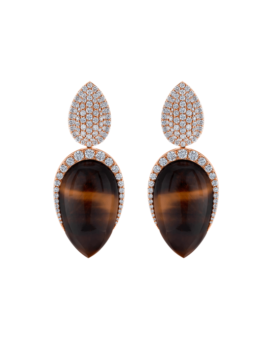 Tropica Colors Pırlantalı Kaplan Gözlü Küpe