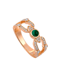 Tropica Chain Pırlantalı Malahitli Yüzük