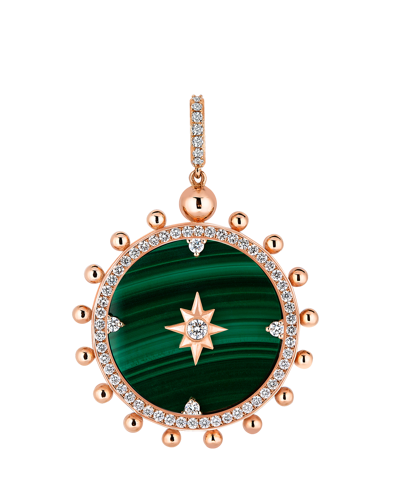 Wish Me Molu Pırlantalı Malahitli Büyük Charm