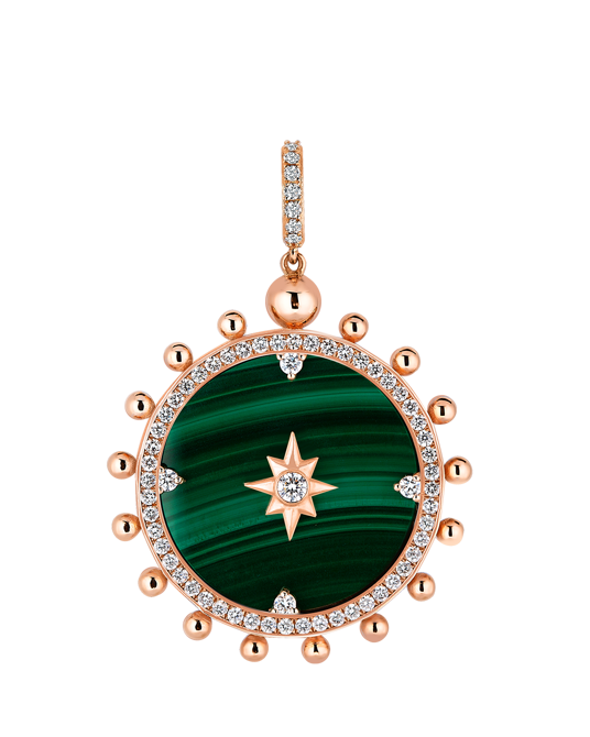 Wish Me Molu Pırlantalı Malahitli Büyük Charm