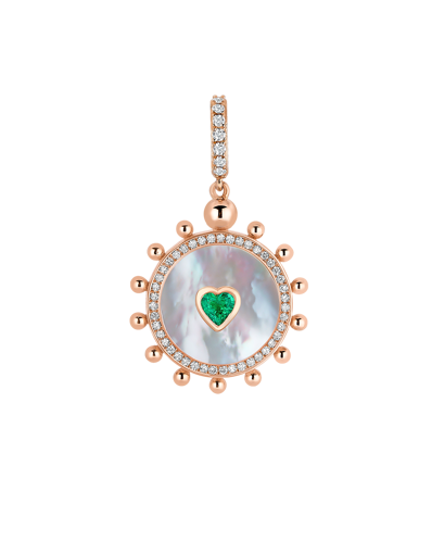 Wish Me Molu Pırlantalı Zümrüt Kalpli Charm