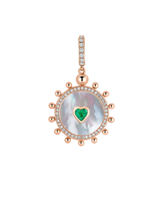 Wish Me Molu Pırlantalı Zümrüt Kalpli Charm