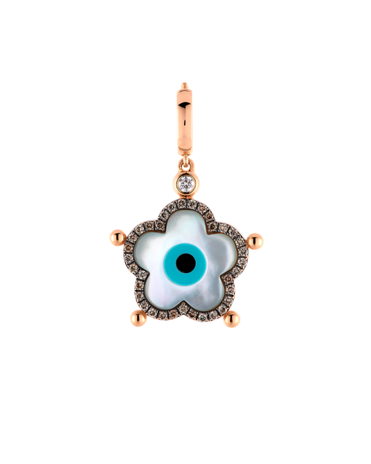 Wish Me Molu Kahve Pırlantalı Gözlü Çiçek Charm