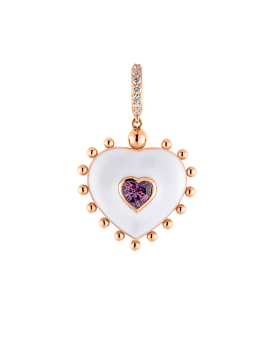 Wish Me Molu Pırlantalı Pembe Safirli Kalp Charm