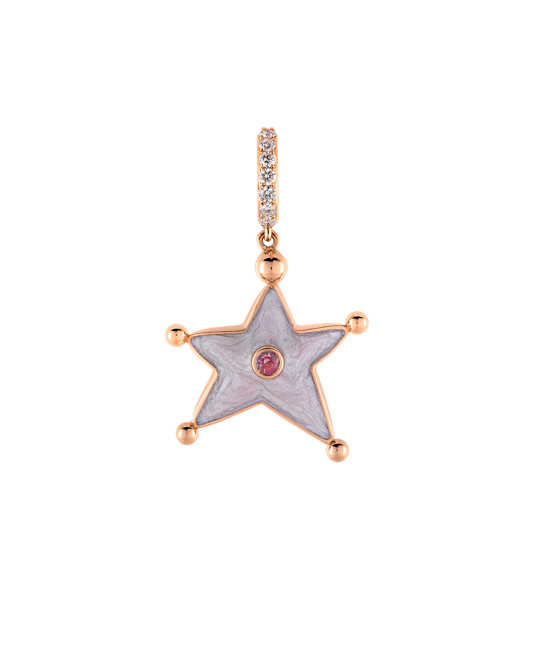 Wish Me Molu Pırlantalı Pembe Safirli Yıldız Charm