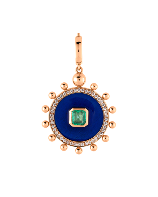 Wish Me Molu Pırlantalı Zümrütlü Mavi Mineli Charm