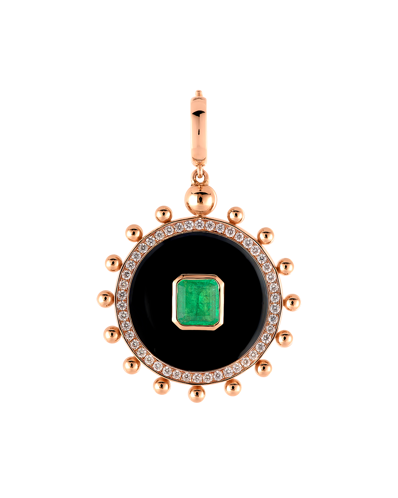Wish Me Molu Pırlantalı Zümrütlü Siyah Mineli Charm
