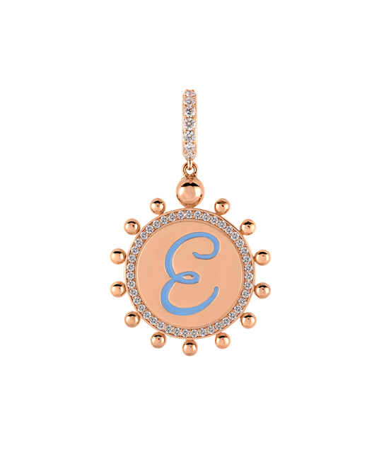 Wish Me Molu Pırlantalı Mavi Mineli E Harfli Charm