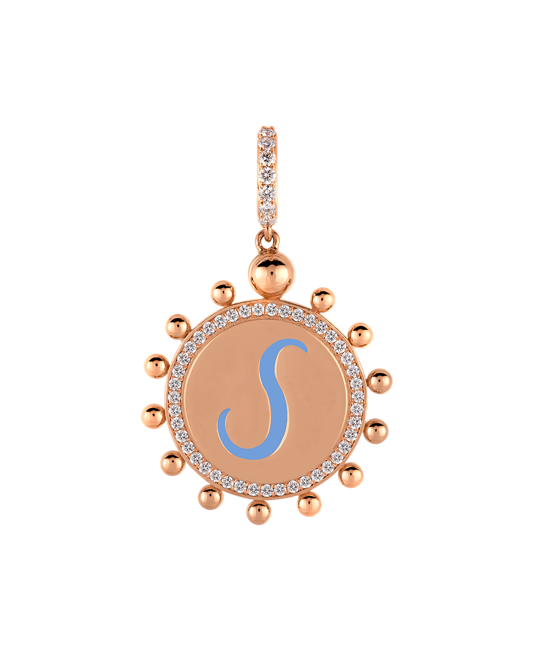 Wish Me Molu Pırlantalı Mavi Mineli S Harfli Charm