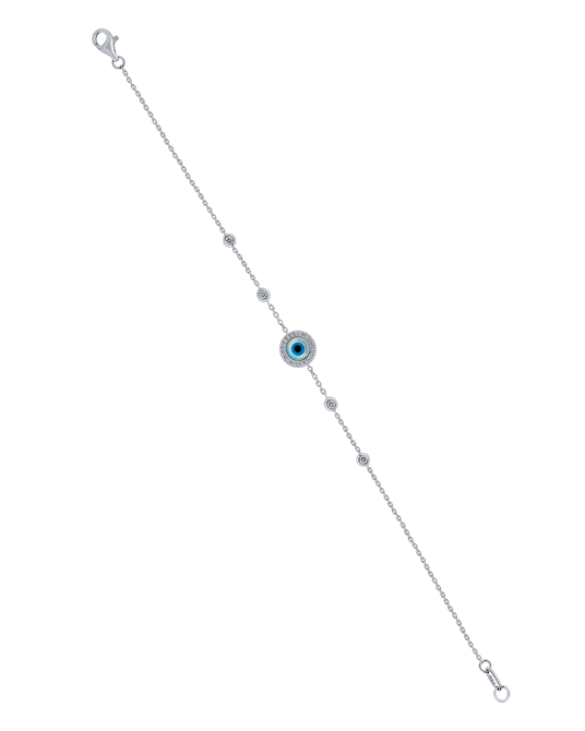 Molu Pırlantalı Yuvarlak Gözlü Zincir Bilezik