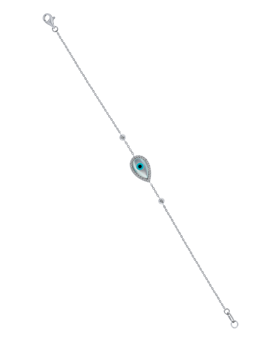 Molu Pırlantalı Damla Gözlü Zincir Bilezik