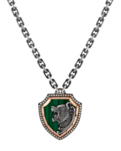 Molu Kahve Pırlantalı Ayı Figürlü Kalkan Kolye