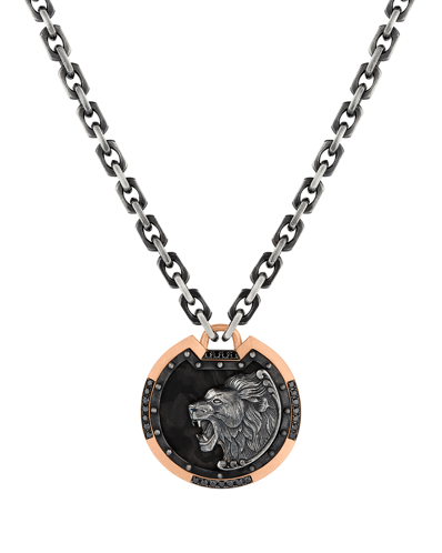 Molu Siyah Pırlantalı Aslan Figürlü Kalkan Kolye