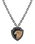 Molu Siyah Pırlantalı Kartal Figürlü Kalkan Kolye