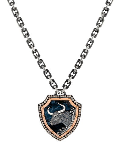 Molu Kahve Pırlantalı Boğa Figürlü Kalkan Kolye