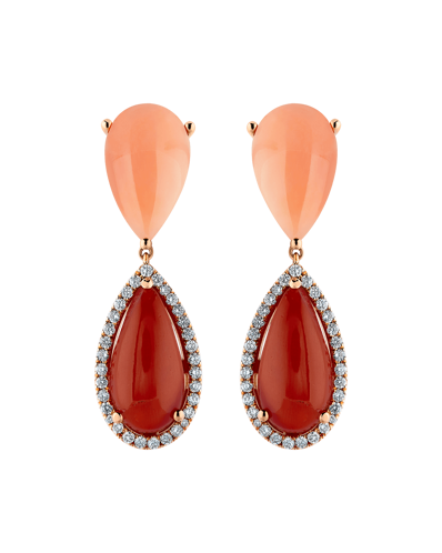 Tropica Colors Pırlantalı Mercanlı Sallantılı Küpe