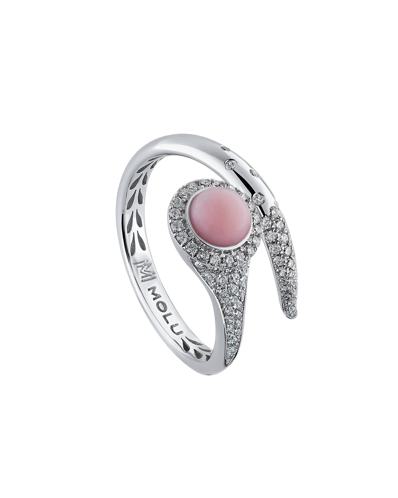 Tropica Pırlantalı Pembe Opal İnce Yüzük