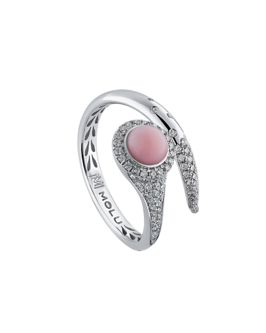 Tropica Pırlantalı Pembe Opal İnce Yüzük