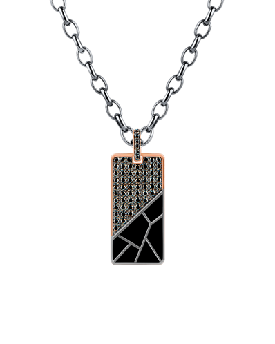 Molu Siyah Pırlantalı Siyah Mineli Altın & Gümüş Kolye