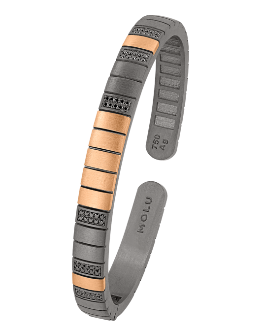 Picture of Molu Siyah Pırlantalı Altın & Gümüş Bilezik