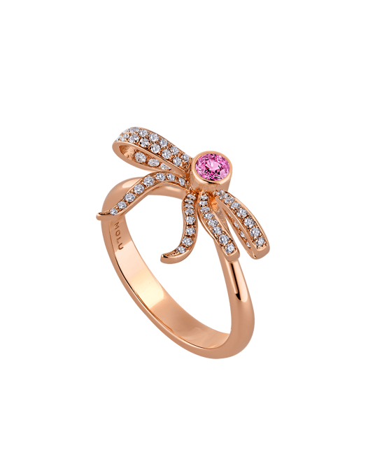 Today's Princess Pırlantalı Pembe Safirli Kurdele Yüzük