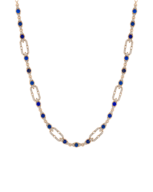 Tropica Chain Pırlantalı Lapis Lazuli Kolye
