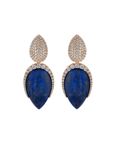 Tropica Colors Pırlantalı Lapis Lazuli Küpe