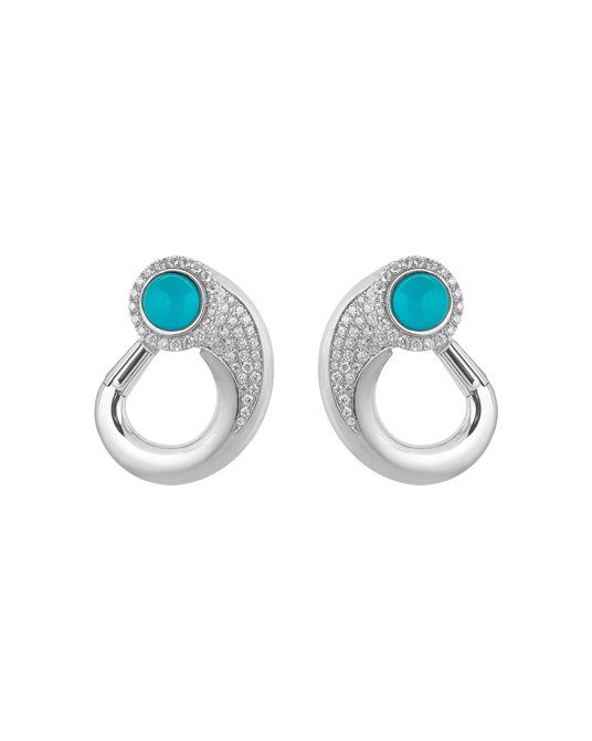 Tropica Pırlantalı Turkuaz Küpe