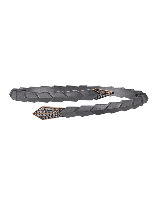 Molu Kahve Pırlantalı Çapraz Gümüş Bilezik