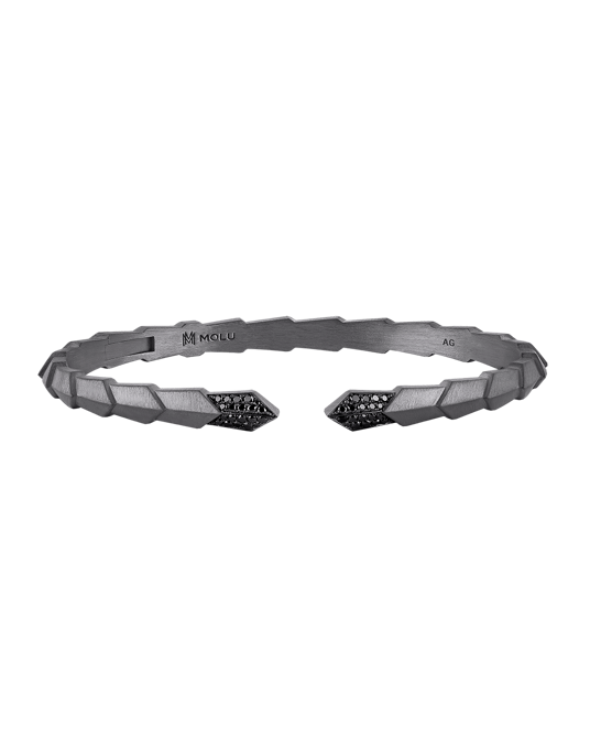 Molu Siyah Pırlantalı Gümüş Bilezik