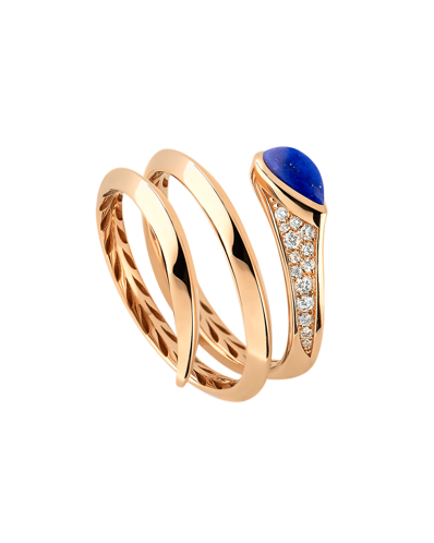 Tropica Colors Pırlantalı Damla Lapis Lazuli Sarmal Yüzük