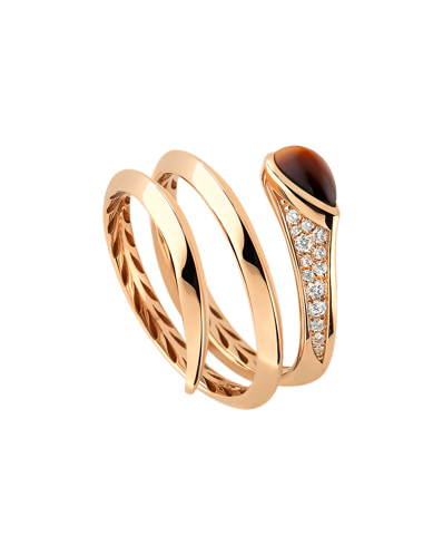 Tropica Colors Pırlantalı Damla Kaplan Gözü Sarmal Yüzük