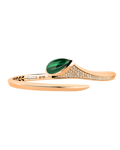 Tropica Colors Pırlantalı Damla Malahitli Kelepçe Bilezik