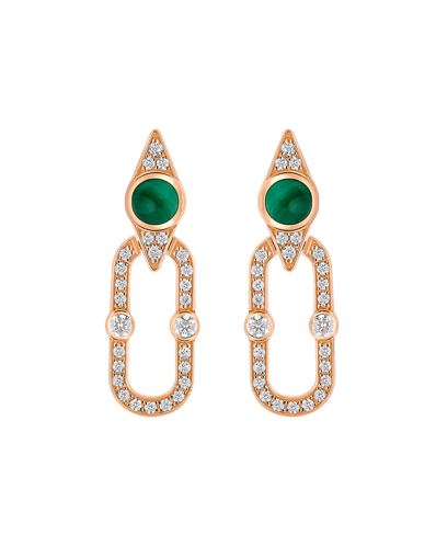 Tropica Chain Pırlantalı Malahitli Küpe