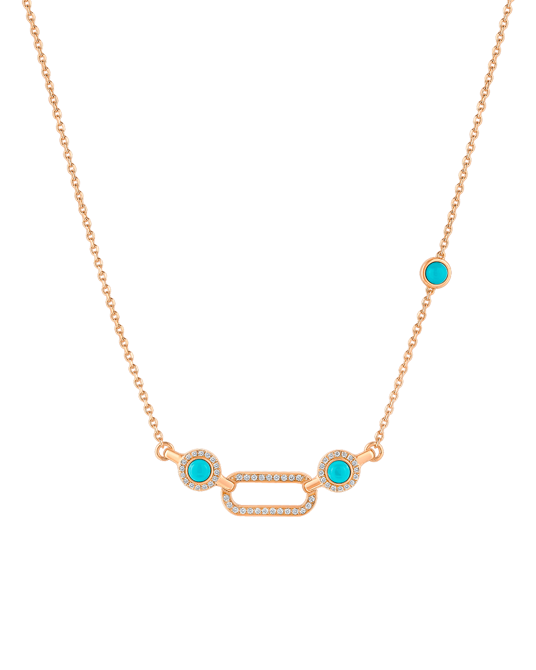 Tropica Chain Pırlantalı Turkuazlı Kolye