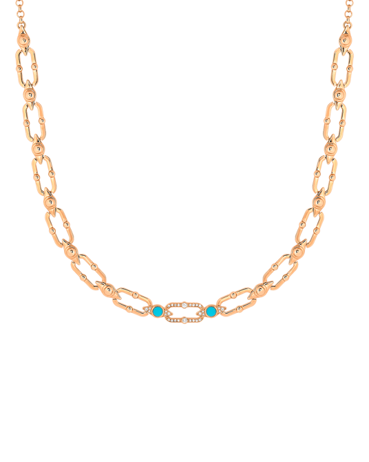Tropica Chain Pırlantalı Turkuazlı Kolye