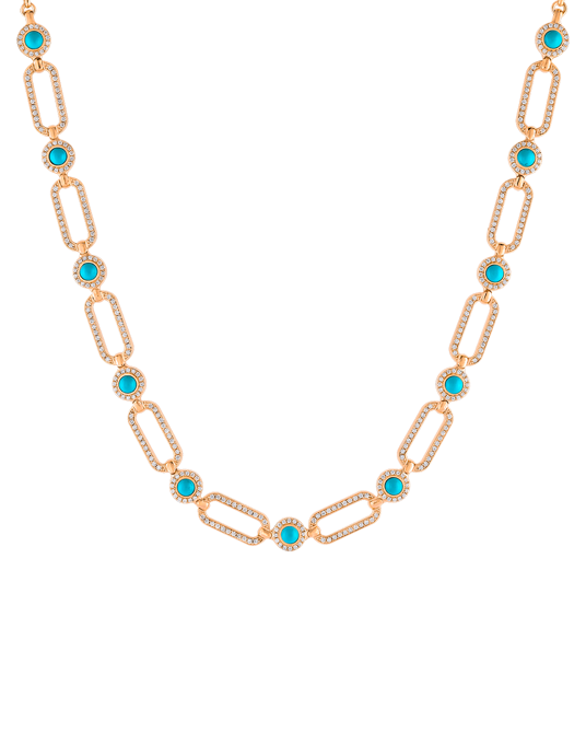 Tropica Chain Pırlantalı Turkuazlı Kolye