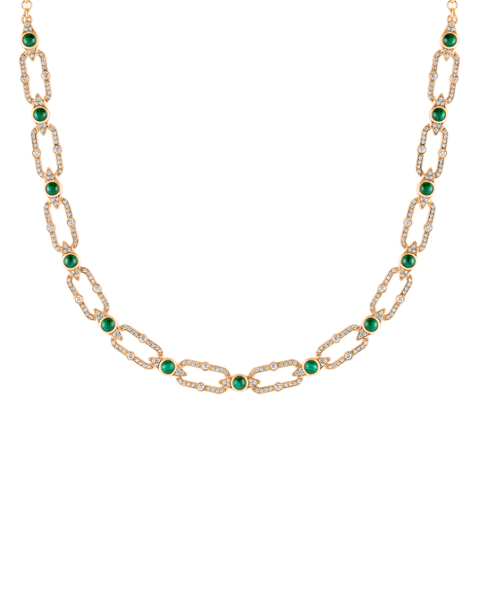 Tropica Chain Pırlantalı Malahitli Kolye